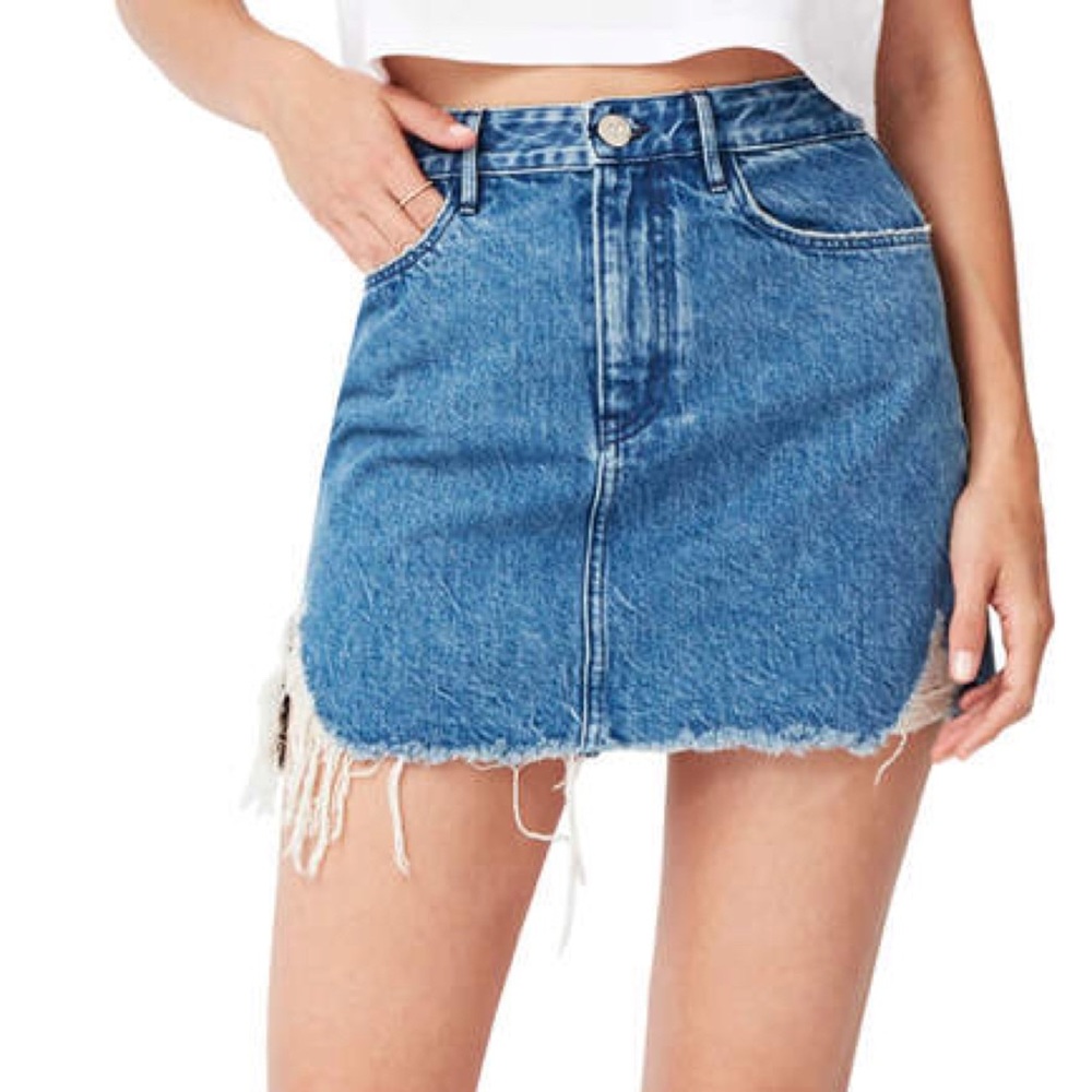 3x1 Celine Distressed Denim Mini Skirt